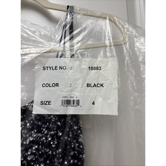 MAC DUGGAL Size 4 Black 10883 Embellished Scoop Neck Tiered Formal Gown Dress - Picture 11 of 11